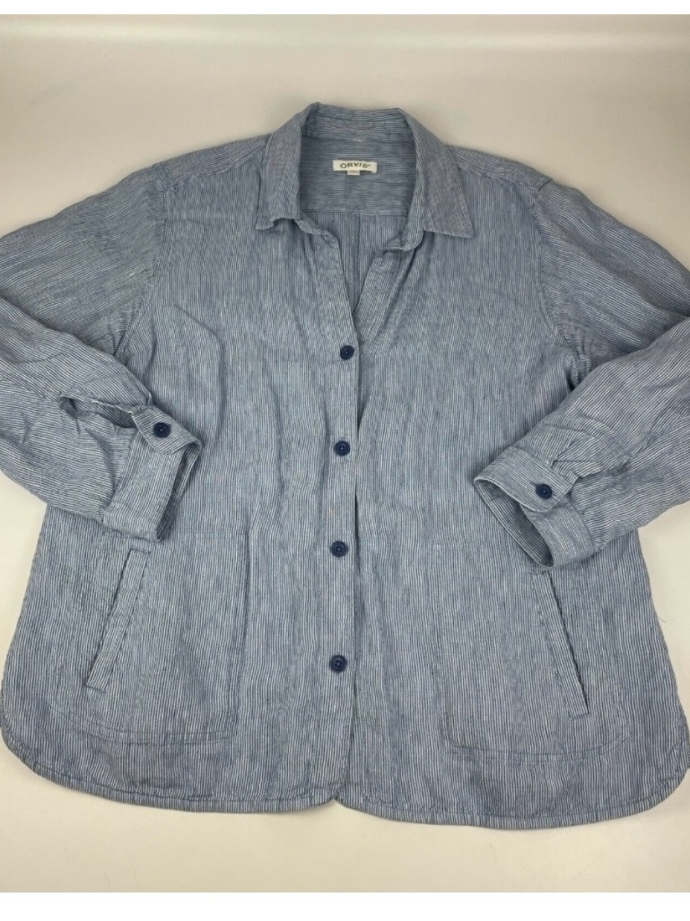 Orvis Light Blue Linen Button-Front Jacket